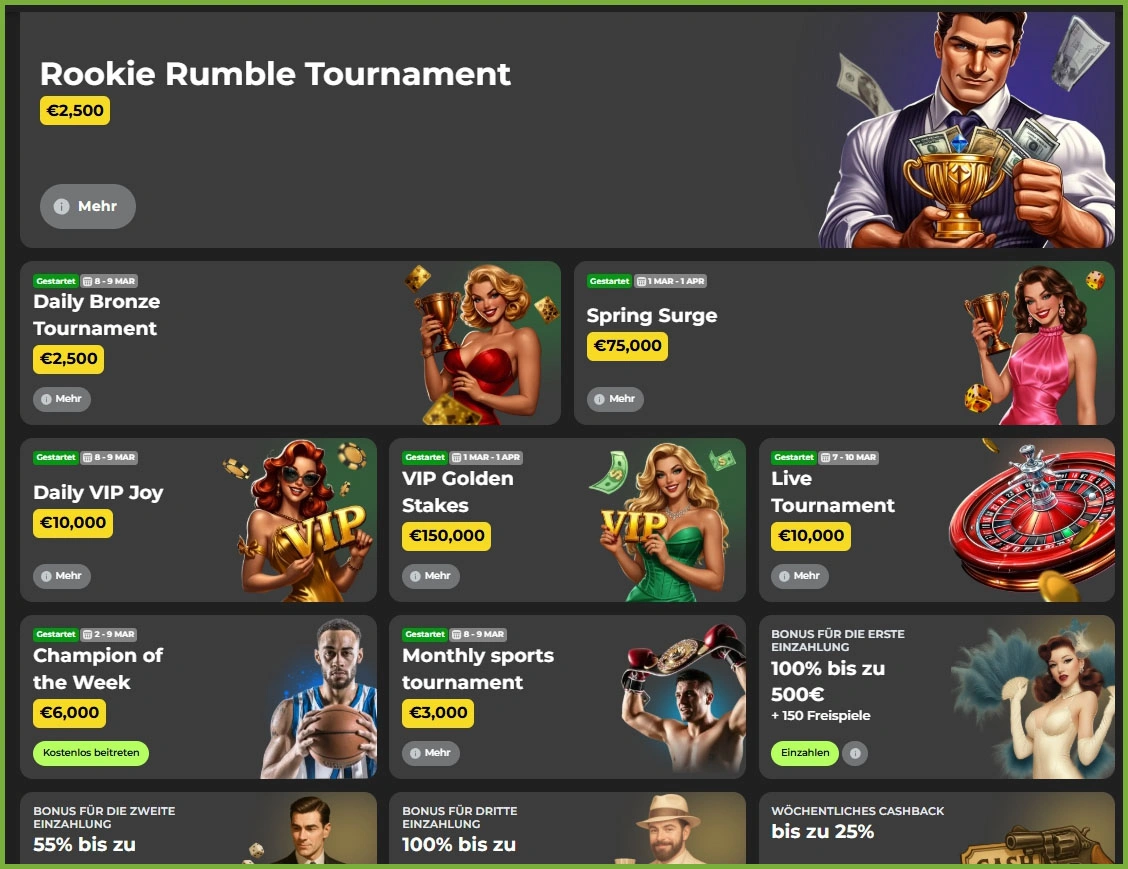 Regelmäßige Aktionen und wöchentliche Boni bei Capospin