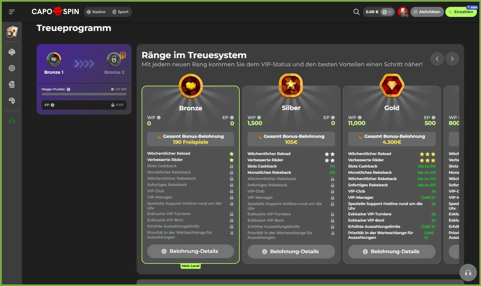 VIP-Club bei Capospin